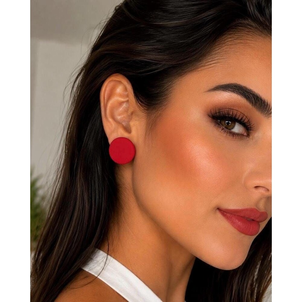 Red Polymer Clay Stud Earrings | Marble Stud Set | Stainless Steel Posts
